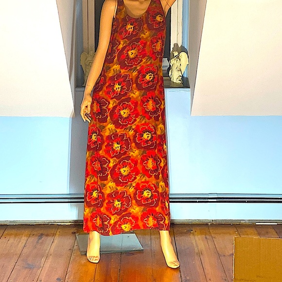 💯 SILK MAXI DRESS by AUGUST SILK. FULLY LINED RED FLORAL  Size 10 - Picture 5 of 13
